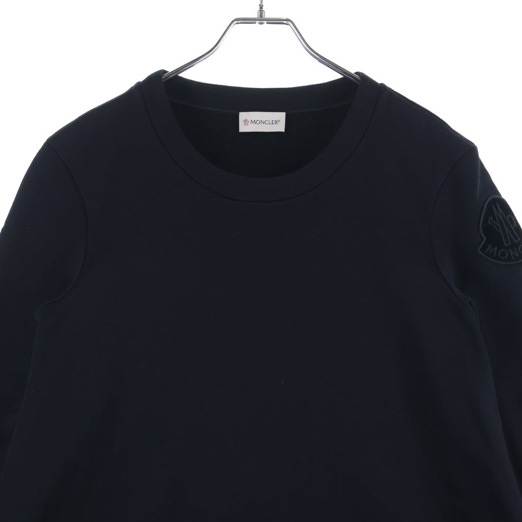MONCLER(モンクレール) ABITO ロゴワッペン コットン×ポリエステル 切替ワンピース 長袖 ミディ丈 ワンピース #XS ブラック D20938550800 レディース