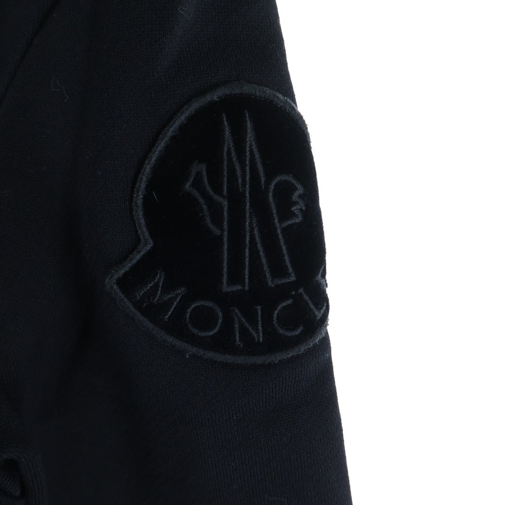 MONCLER(モンクレール) ABITO ロゴワッペン コットン×ポリエステル 切替ワンピース 長袖 ミディ丈 ワンピース #XS ブラック D20938550800 レディース