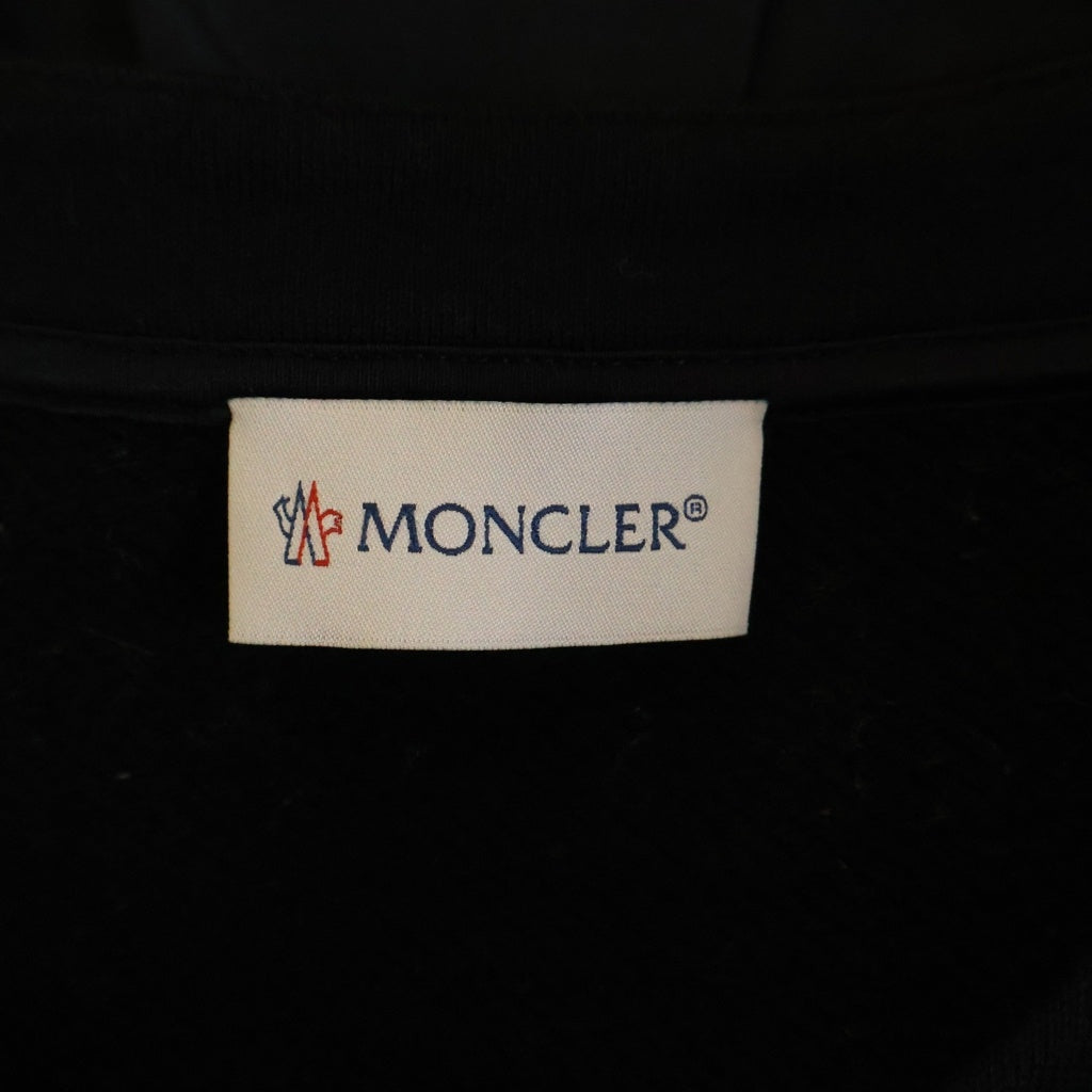 MONCLER(モンクレール) ABITO ロゴワッペン コットン×ポリエステル 切替ワンピース 長袖 ミディ丈 ワンピース #XS ブラック D20938550800 レディース