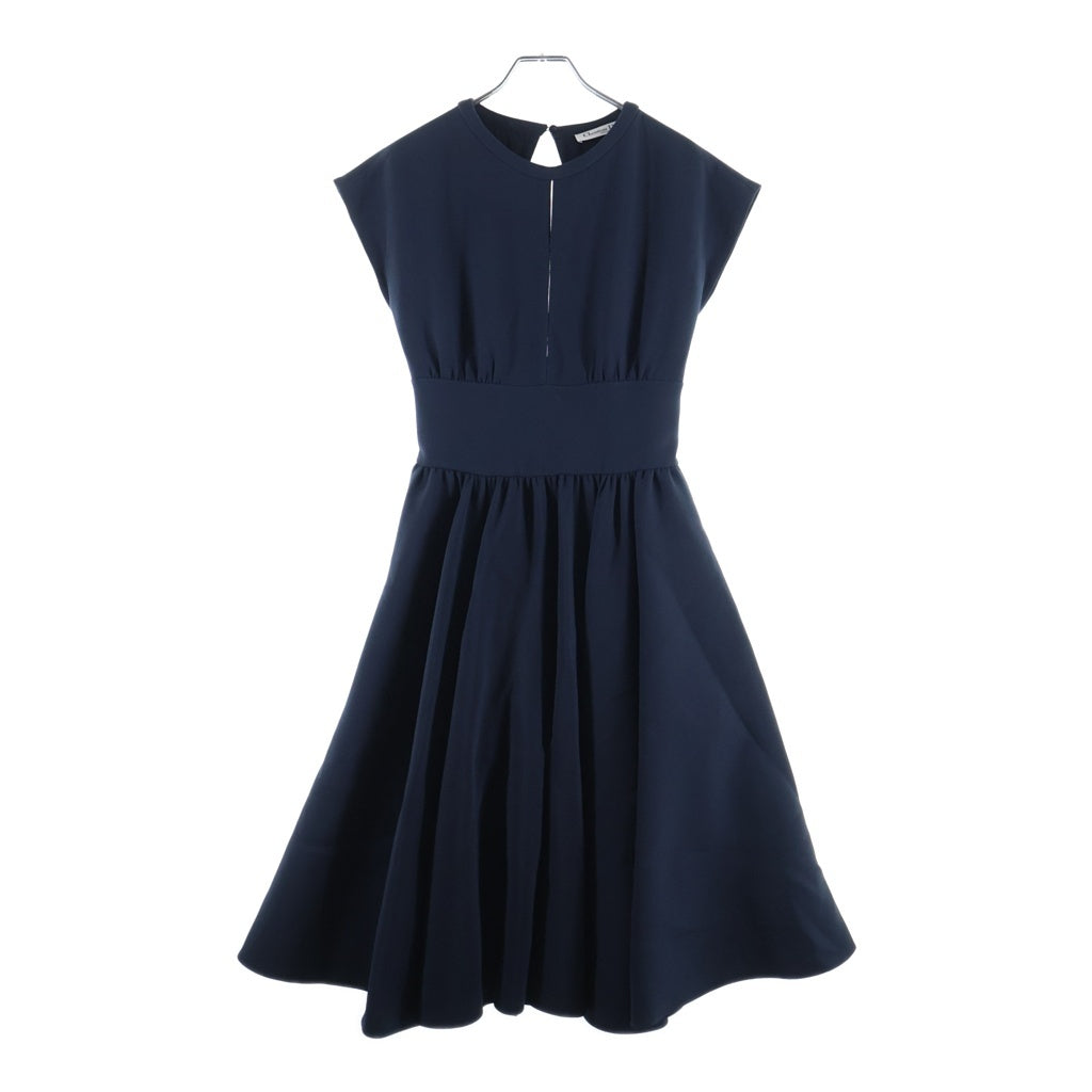Christian Dior(クリスチャンディオール) ウール×シルク ノースリーブ ワンピース ドレス #34 ネイビー 011D03A1166 レディース