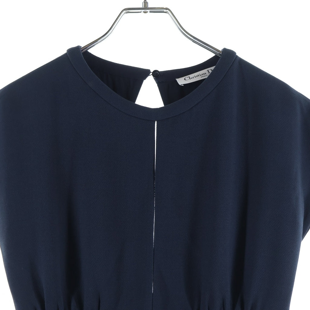 Christian Dior(クリスチャンディオール) ウール×シルク ノースリーブ ワンピース ドレス #34 ネイビー 011D03A1166 レディース