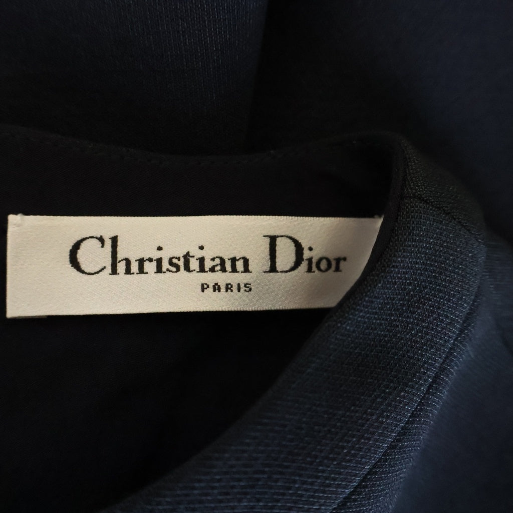 Christian Dior(クリスチャンディオール) ウール×シルク ノースリーブ ワンピース ドレス #34 ネイビー 011D03A1166 レディース