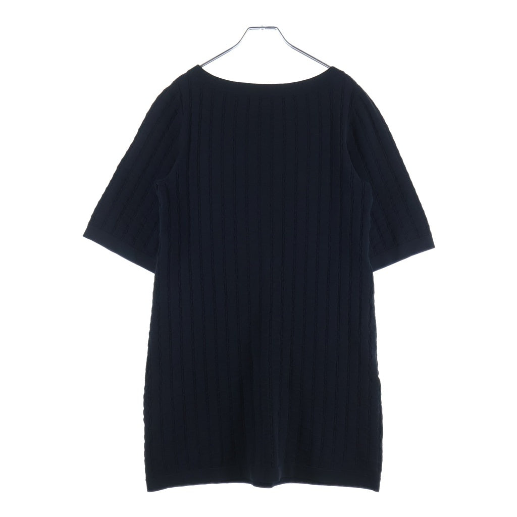 CHANEL(シャネル) ココボタン ワッフル フロントポケット コットン×ナイロン 半袖 ワンピース #34 ネイビー P47576K06087 レディース