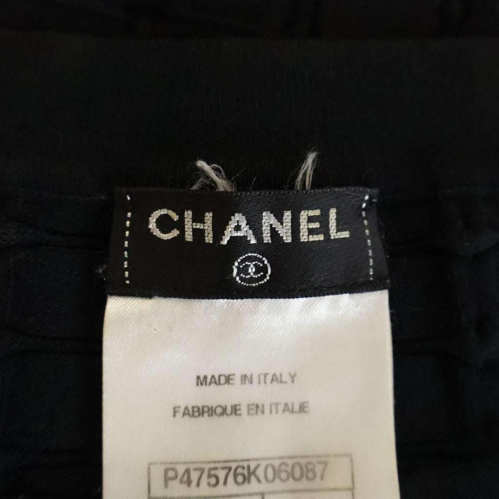 CHANEL(シャネル) ココボタン ワッフル フロントポケット コットン×ナイロン 半袖 ワンピース #34 ネイビー P47576K06087 レディース