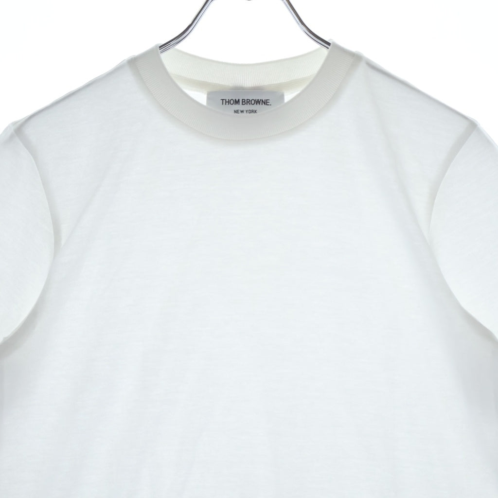 THOM BROWNE(トムブラウン) コットン ジャージー リラックス サイドスリット 半袖 Tシャツ カットソー #38 ホワイト FJS036A レディース