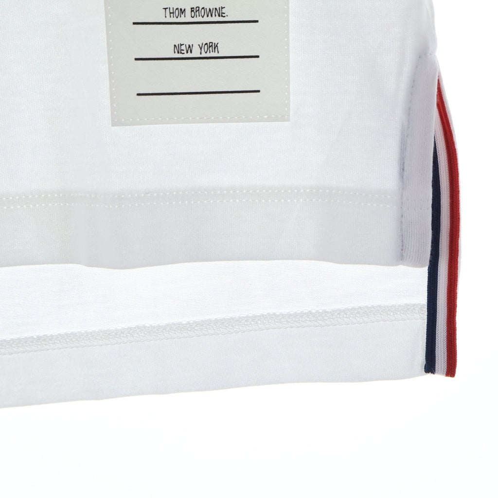 THOM BROWNE(トムブラウン) コットン ジャージー リラックス サイドスリット 半袖 Tシャツ カットソー #38 ホワイト FJS036A レディース