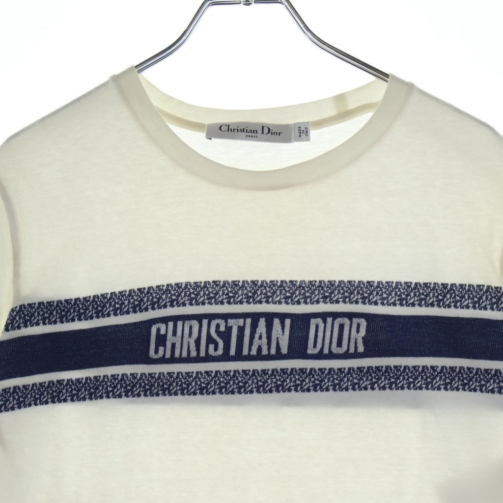 Christian Dior(クリスチャンディオール) シグネチャーバンド ロゴ コットン 半袖 Tシャツ カットソー #XS ホワイト 143T04A4043 レディース