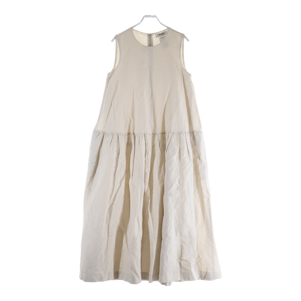 S MAX MARA(エス マックスマーラ) コットン×リネン ウエスト切替 ノースリーブ ワンピース ロングワンピース #34 ベージュ 23922109326 レディース