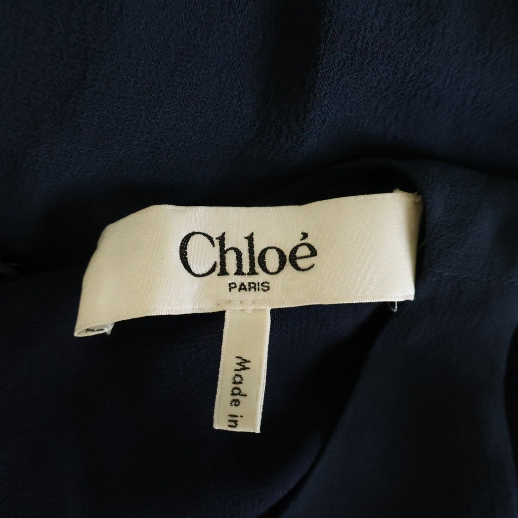 Chloe(クロエ) シルク レースワンピース セットワンピース ノースリーブ ドレス #34 ネイビー レディース