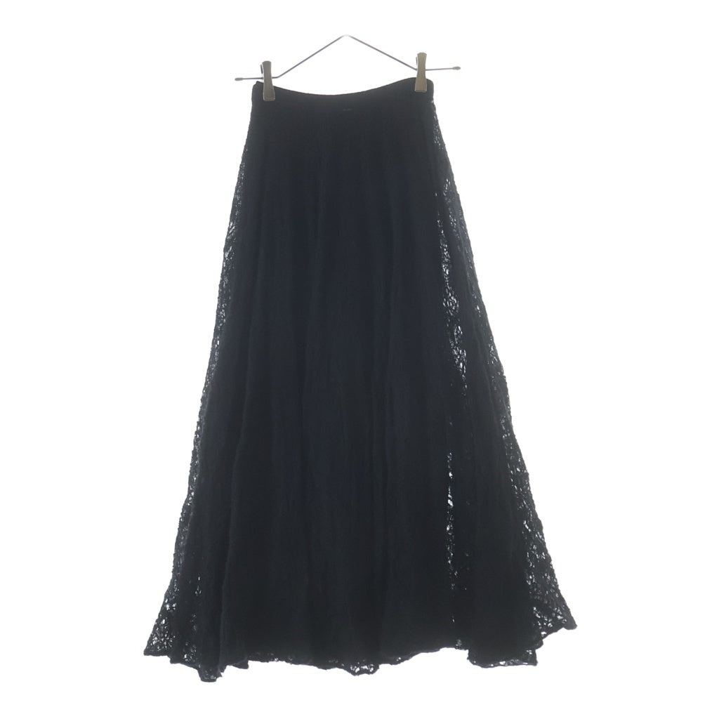 Christian Dior(クリスチャンディオール) アルパカ モヘヤ レースデザインロングニットスカート フレア ナイロン ブラック 444J15AM443 レディース