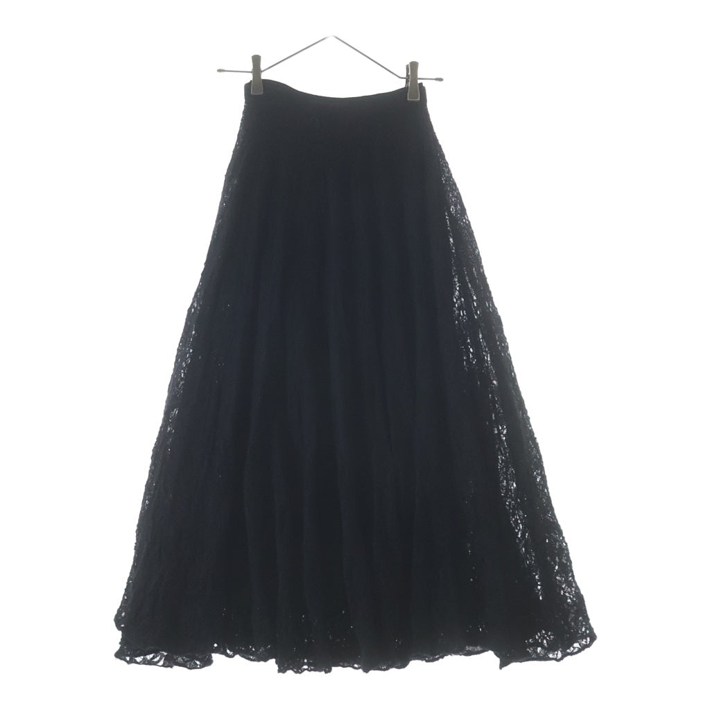 Christian Dior(クリスチャンディオール) アルパカ モヘヤ レースデザインロングニットスカート フレア ナイロン ブラック 444J15AM443 レディース