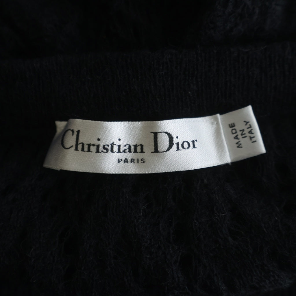 Christian Dior(クリスチャンディオール) アルパカ モヘヤ レースデザインロングニットスカート フレア ナイロン ブラック 444J15AM443 レディース