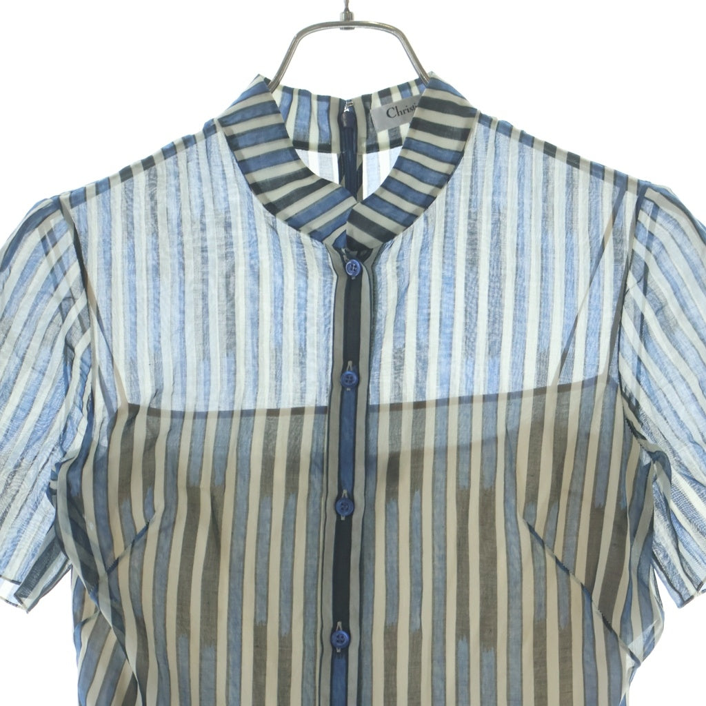 Christian Dior(クリスチャンディオール) 21SS Dior Palms Short Sleeve Shirt Midi Dress パームズ 半袖ドレス ワンピース ハーフボタン ブルー/ブラック/ホワイト 121R43A3659 レディース