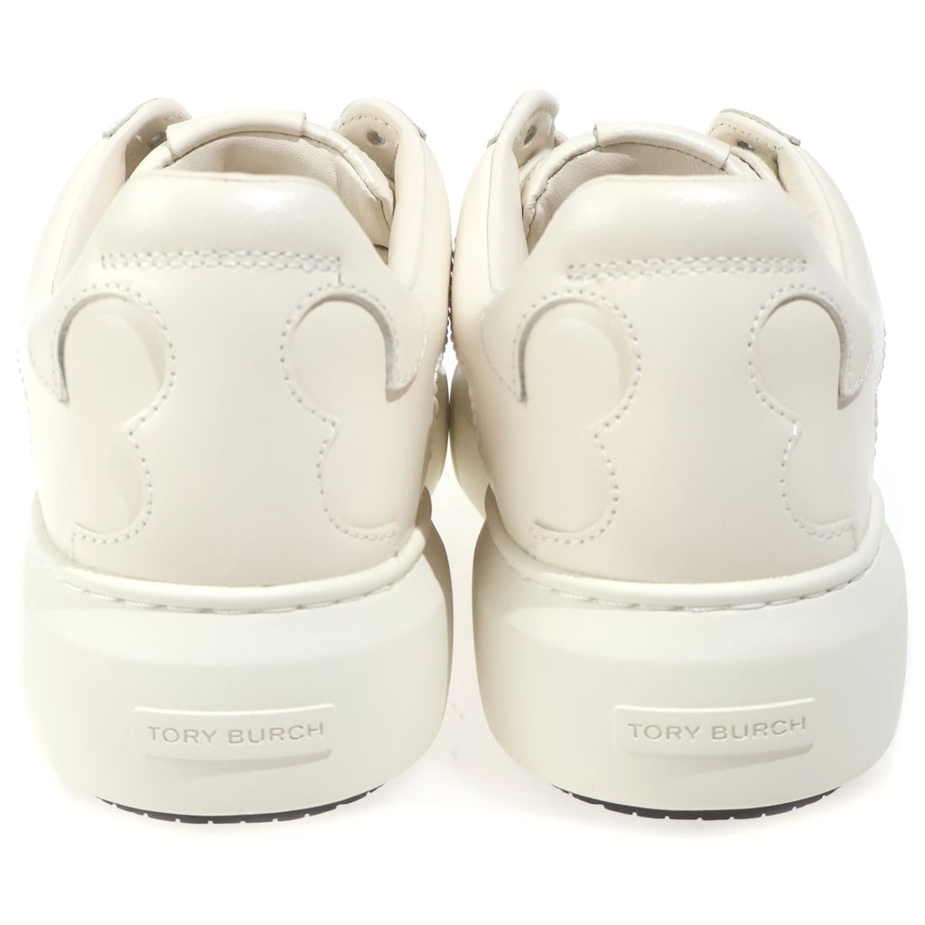TORY BURCH(トリー バーチ) ロゴ モノグラム レザー ローカットスニーカー #9 1/2M アイボリー レディース