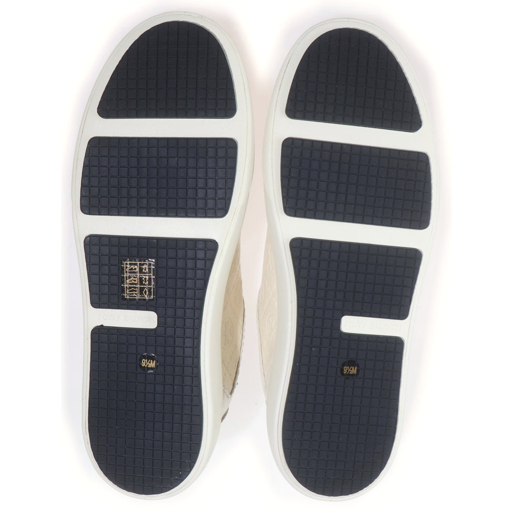 TORY BURCH(トリー バーチ) ロゴ モノグラム レザー ローカットスニーカー #9 1/2M アイボリー レディース