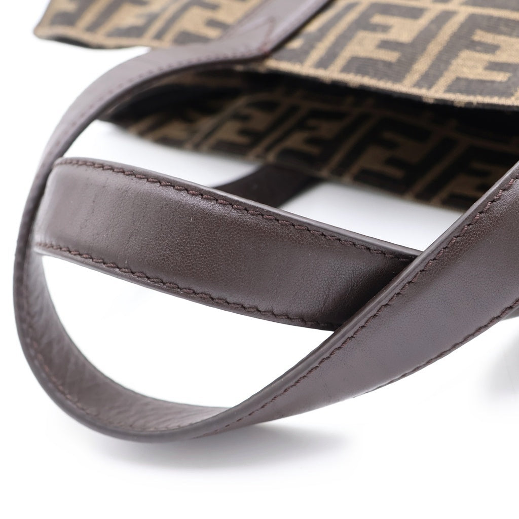 FENDI(フェンディ) ズッカ柄 2WAYトートバッグ ハンドバッグ ショルダーバッグ ブラウン キャンバス×レザー 7VA390 シルバー金具 レディース