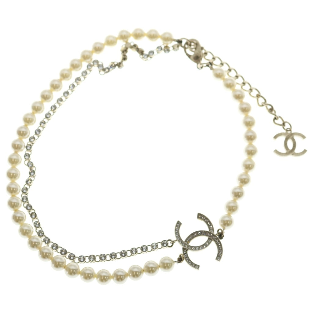 CHANEL(シャネル) ココマーク ネックレス フェイクパール ラインストーン シルバー GP B21B レディース