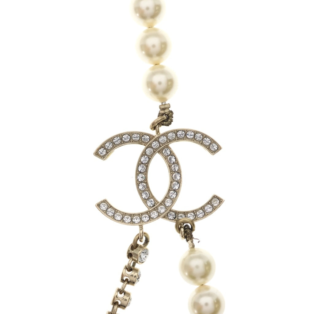 CHANEL(シャネル) ココマーク ネックレス フェイクパール ラインストーン シルバー GP B21B レディース