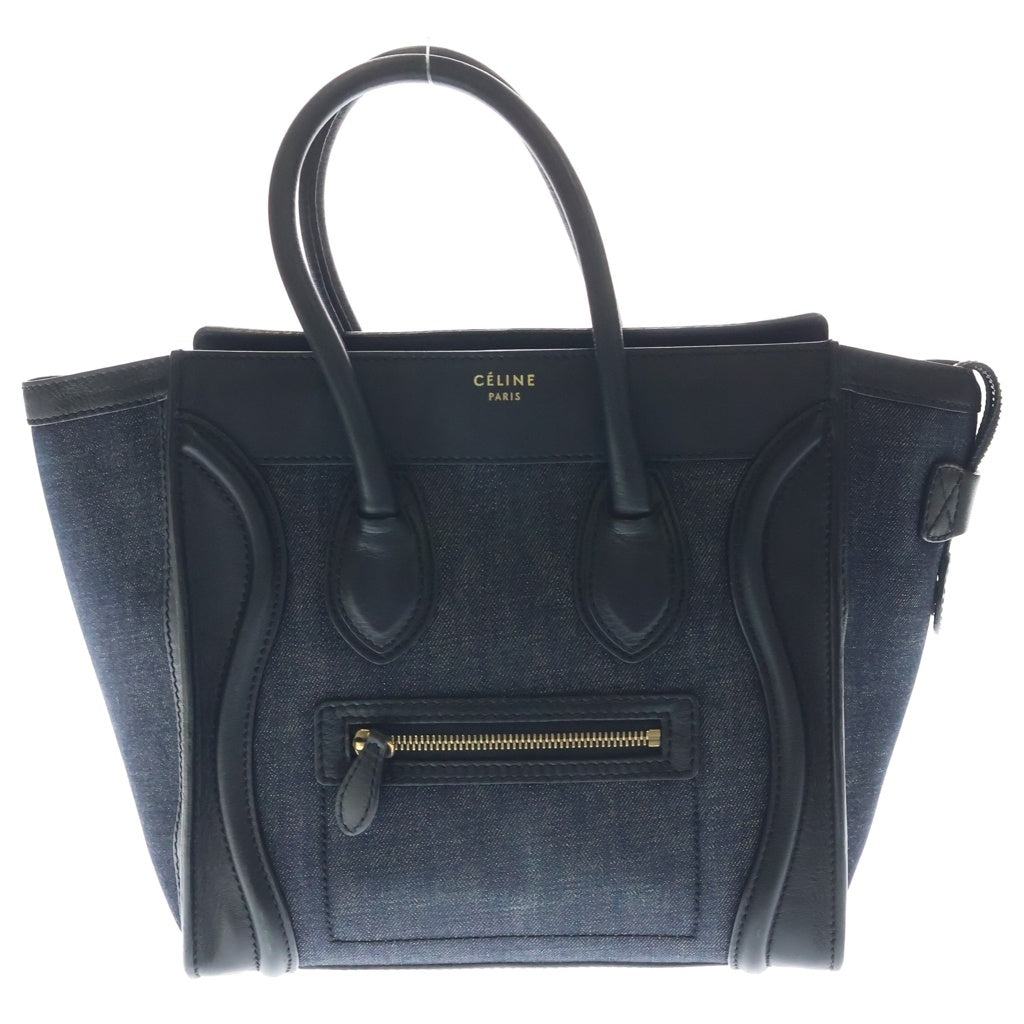 CELINE(セリーヌ) ラゲージ トートバック マイクロ ショッパー デニム レザー ブラック レディース