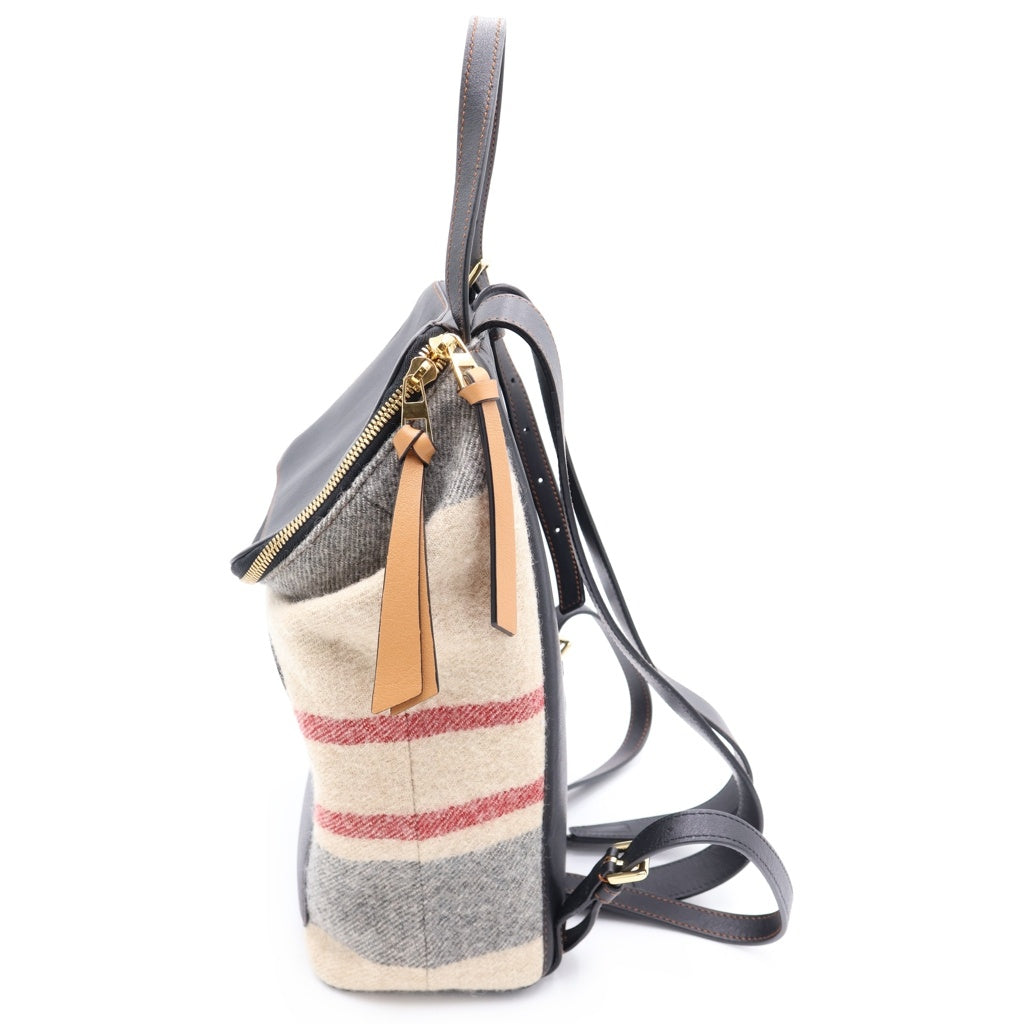 LOEWE(ロエベ) ゴヤ バックパック リュックサック ブラック×ベージュ レザー ゴールド金具 レディース