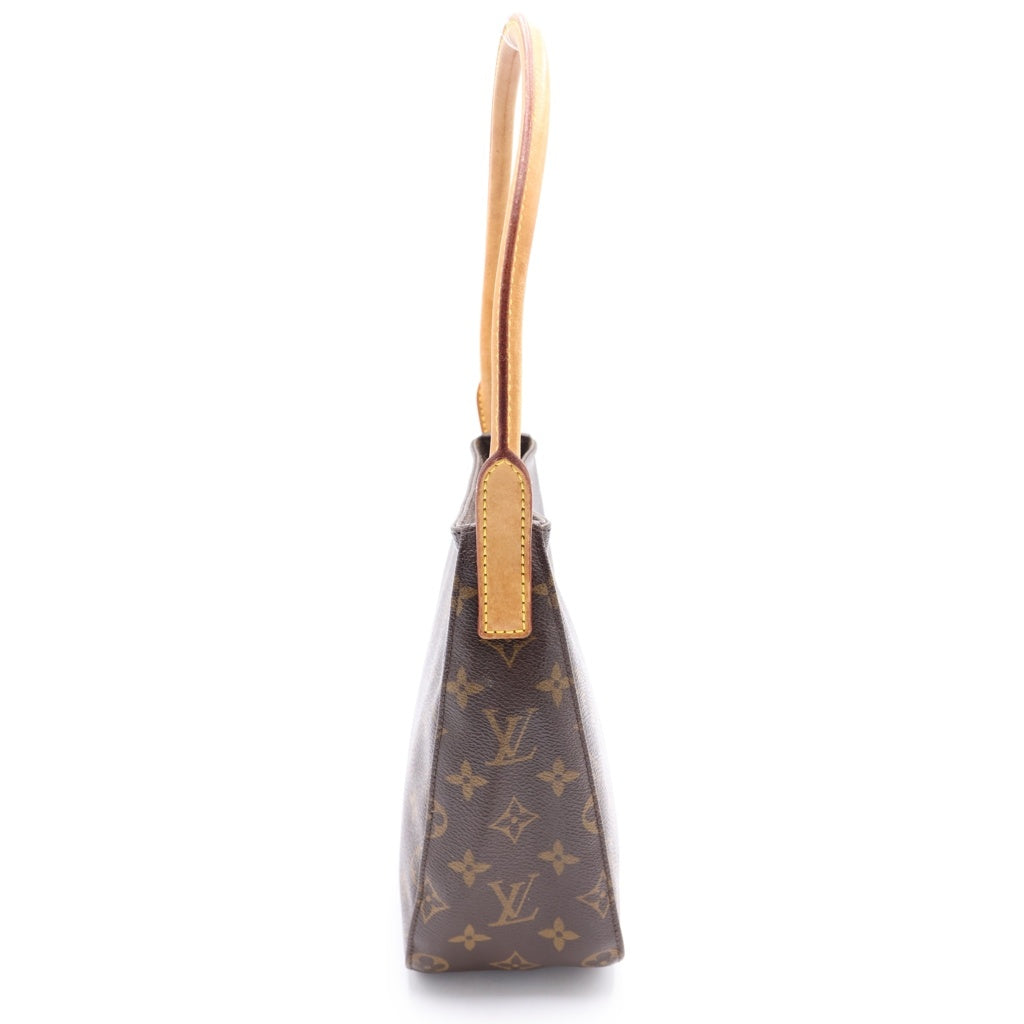 LOUIS VUITTON(ルイヴィトン) モノグラム ルーピングMM ショルダーバッグ ハンドバッグ ブラウン レザー×PVC M51146 ゴールド金具 レディース
