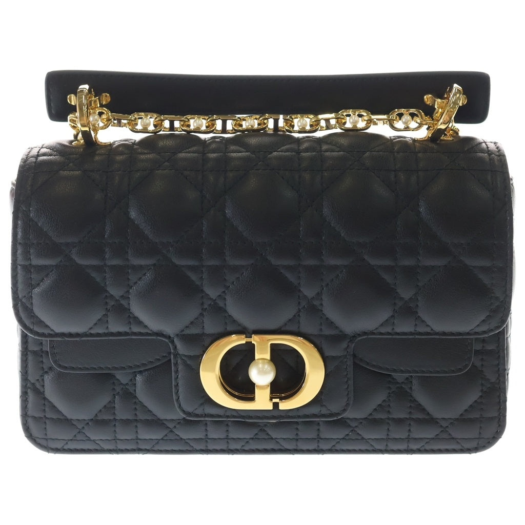 Christian Dior(クリスチャンディオール) ジョリー チェーンショルダーバッグ ブラック レザー M9271UBHI ゴールド金具 レディース