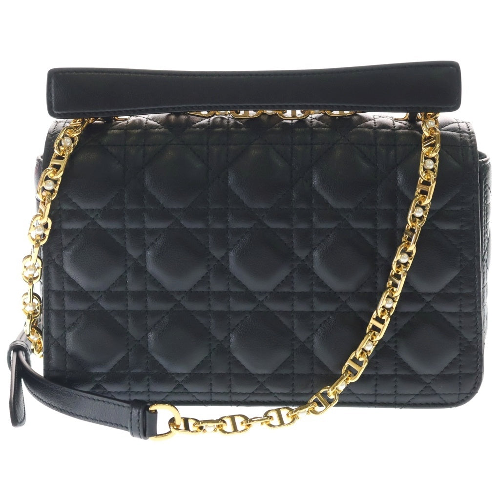 Christian Dior(クリスチャンディオール) ジョリー チェーンショルダーバッグ ブラック レザー M9271UBHI ゴールド金具 レディース