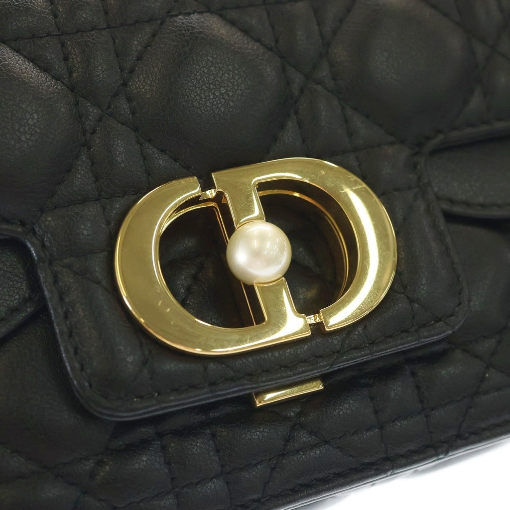 Christian Dior(クリスチャンディオール) ジョリー チェーンショルダーバッグ ブラック レザー M9271UBHI ゴールド金具 レディース