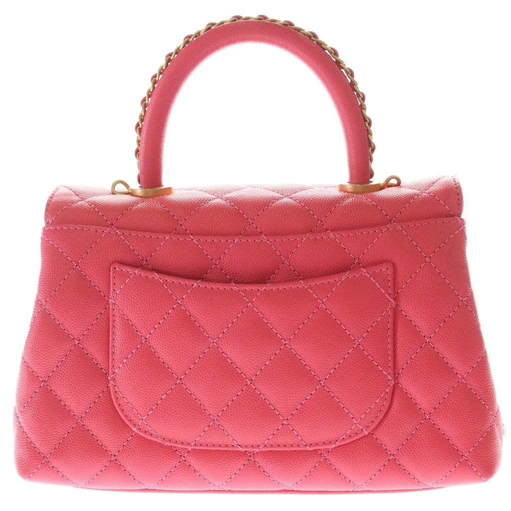 CHANEL(シャネル) ココハンドル 2WAYハンドバッグ ショルダーバッグ ミニバッグ ピンク キャビアスキン ゴールド金具 レディース