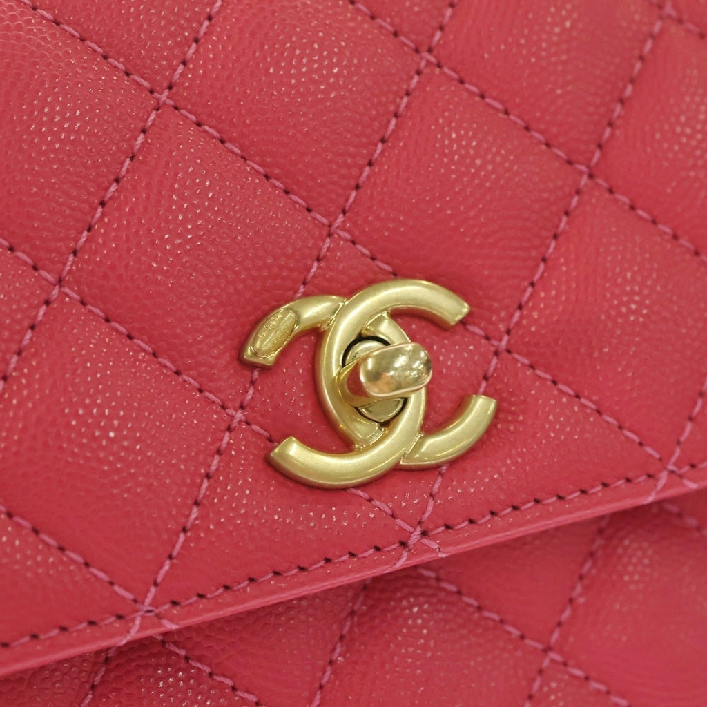 CHANEL(シャネル) ココハンドル 2WAYハンドバッグ ショルダーバッグ ミニバッグ ピンク キャビアスキン ゴールド金具 レディース