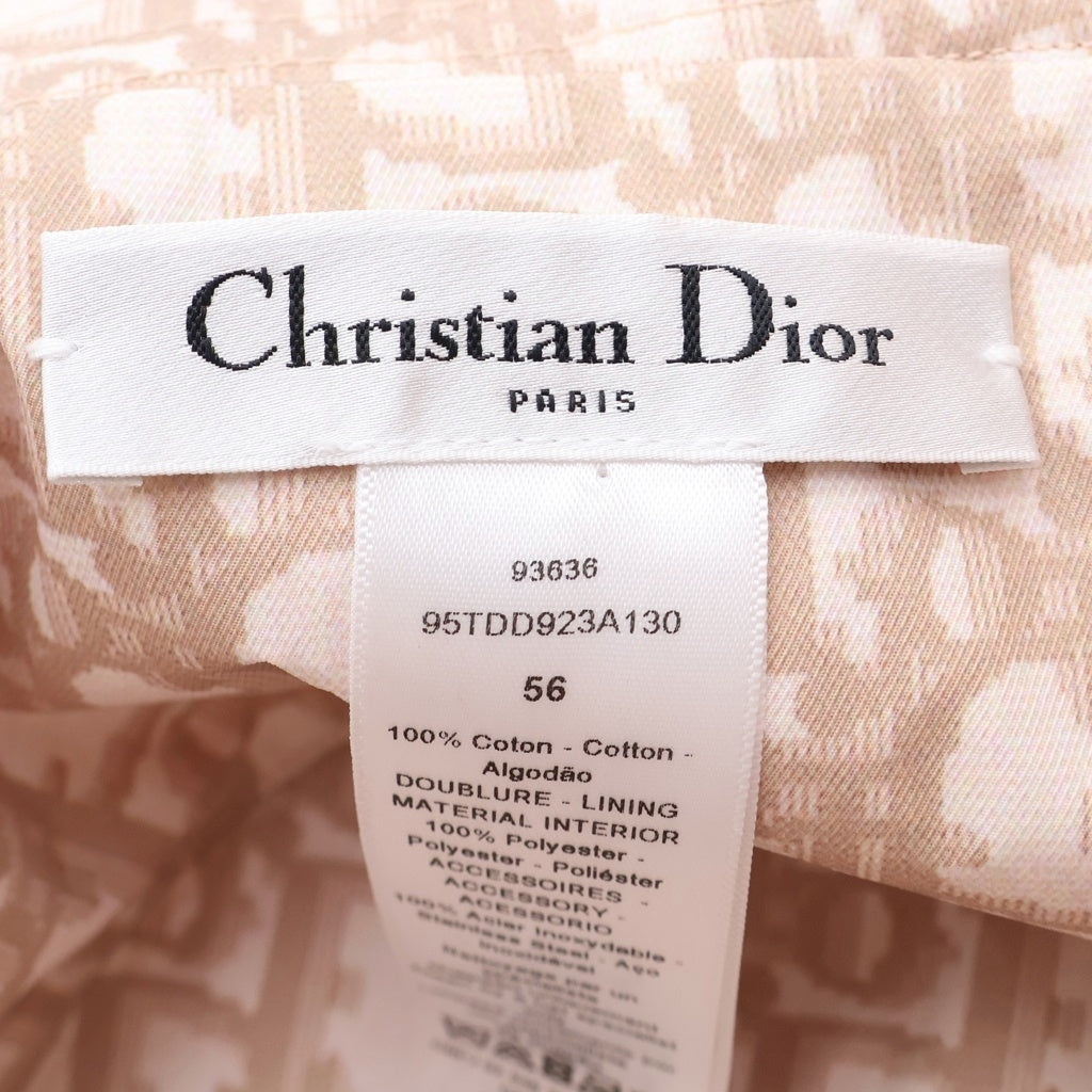 Christian Dior(クリスチャンディオール) オブリーク コットン リバーシブル バケットハット バケハ 帽子 #56 ベージュ ピンク レディース