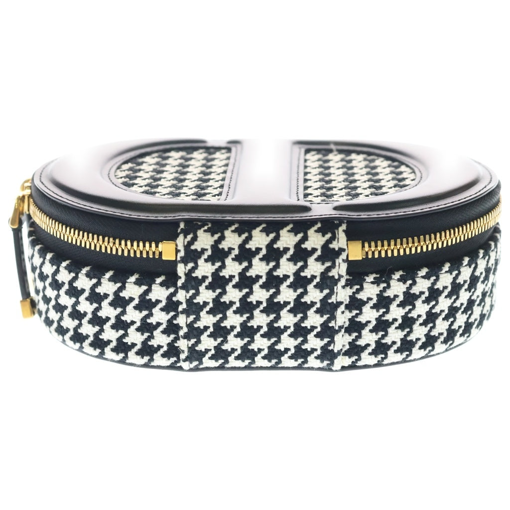 Christian Dior(クリスチャンディオール) カメラバッグ 2WAYショルダーバッグ ハンドバッグミニバッグ 千鳥格子柄 ブラック×ホワイト レザー×ツイード ゴールド金具 レディース
