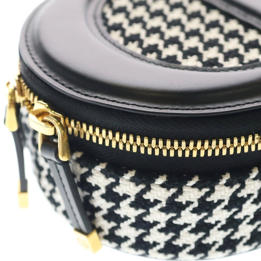 Christian Dior(クリスチャンディオール) カメラバッグ 2WAYショルダーバッグ ハンドバッグミニバッグ 千鳥格子柄 ブラック×ホワイト レザー×ツイード ゴールド金具 レディース