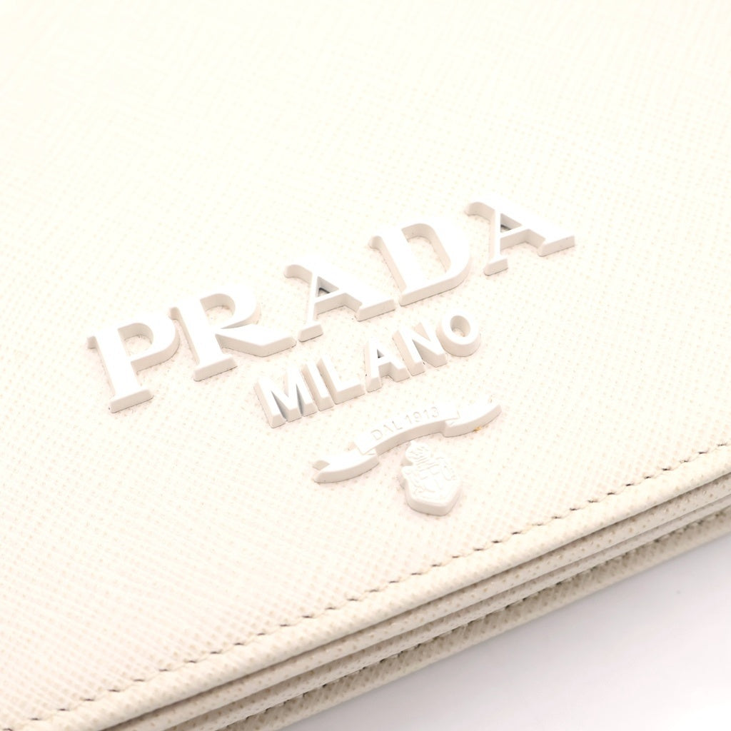 PRADA(プラダ) サフィアーノ レザー ゴールド金具 チェーンウォレット ショルダーバッグ ベージュ 1BP01 レディース