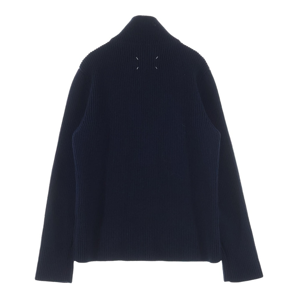 Maison Martin Margiela(メゾンマルタンマルジェラ) ドライバーズニット コットン ウール ダブルジップアップ カーディガン #S ネイビー S50GP0246