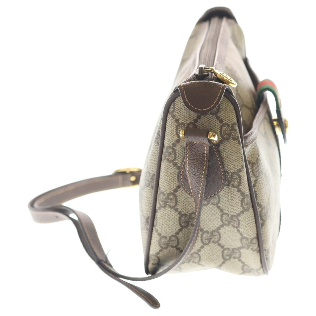 GUCCI(グッチ) GGスプリーム ショルダーバッグ ブラウン×ベージュ レザー×PVC 001 745 6177 ゴールド金具 レディース