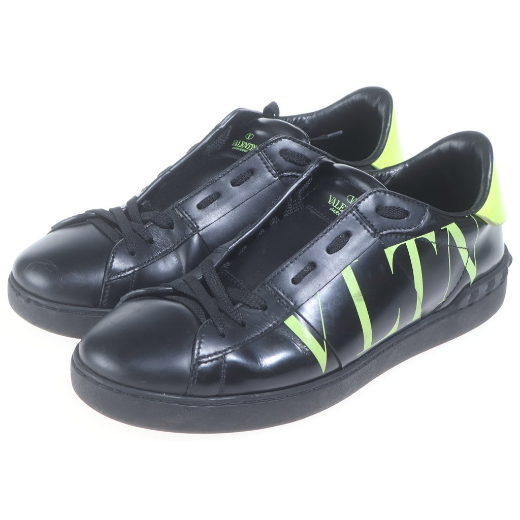 VALENTINO(ヴァレンティノ) VLTN ロゴ レザー ローカットスニーカー シューズ #42 ブラック/グリーン