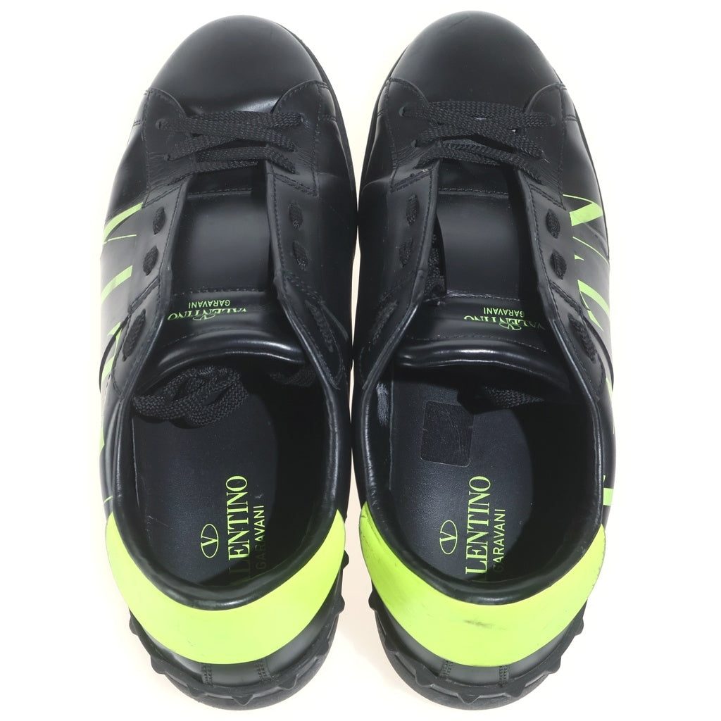 VALENTINO(ヴァレンティノ) VLTN ロゴ レザー ローカットスニーカー シューズ #42 ブラック/グリーン
