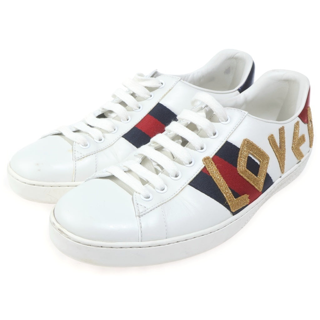 GUCCI(グッチ) エース エンブロイダリー レザー ローカットスニーカー #7 1/2 ホワイト 497090