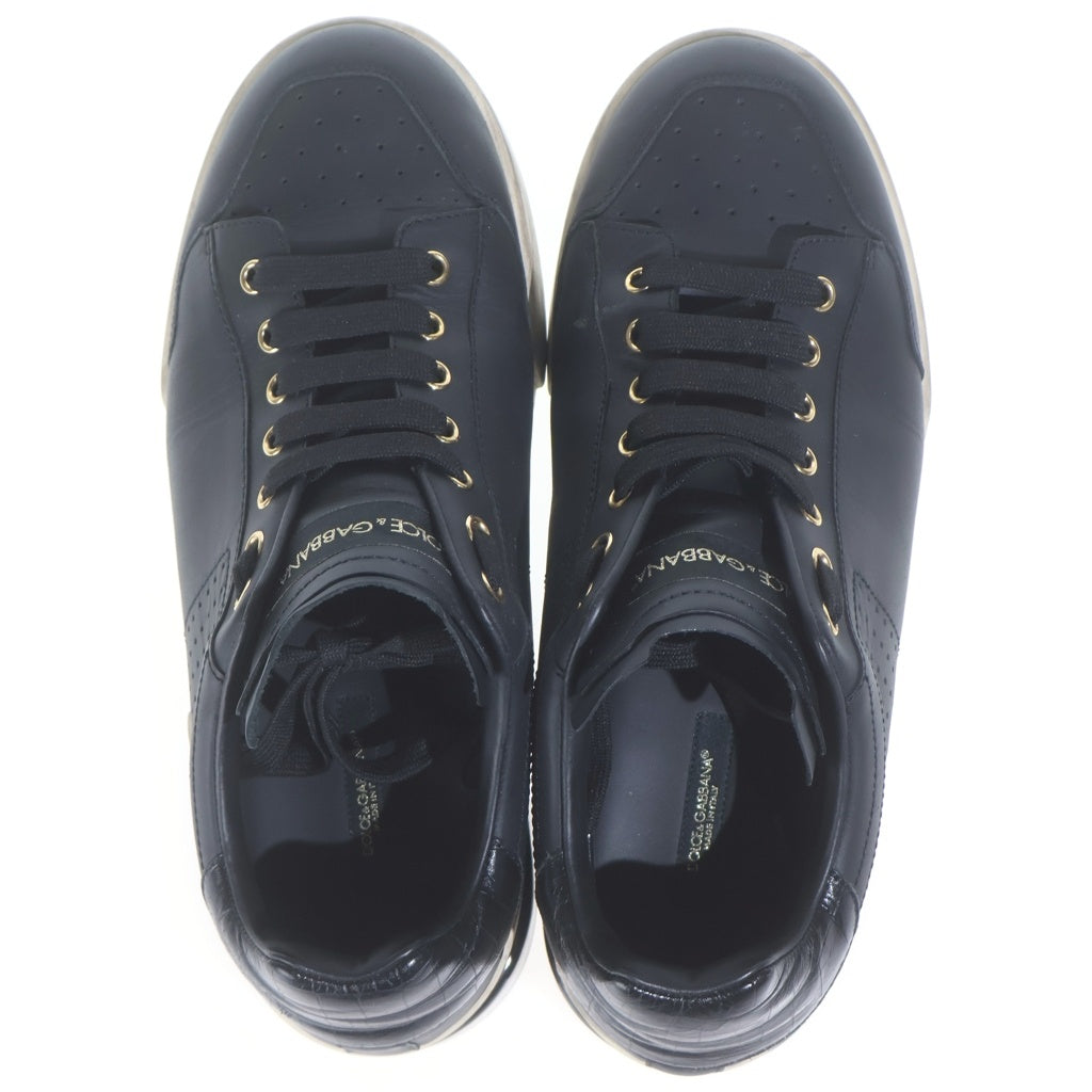 DOLCE & GABBANA(ドルチェアンドガッバーナ) ロゴ レザー パンチング ローカットスニーカー シューズ #8 ブラック CS1709