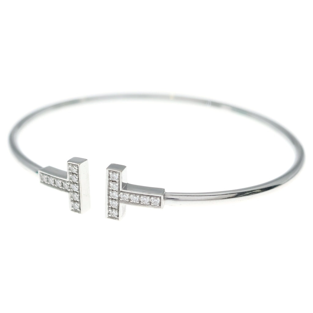 TIFFANY & Co.(ティファニー) Tワイヤー ブレスレット バングル ダイヤ K18WG ホワイトゴールド レディース