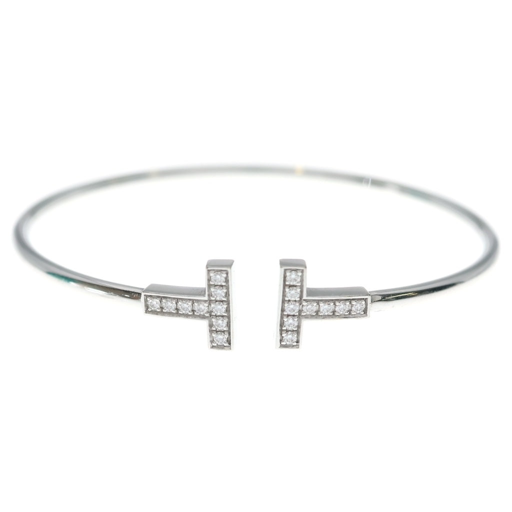 TIFFANY & Co.(ティファニー) Tワイヤー ブレスレット バングル ダイヤ K18WG ホワイトゴールド レディース