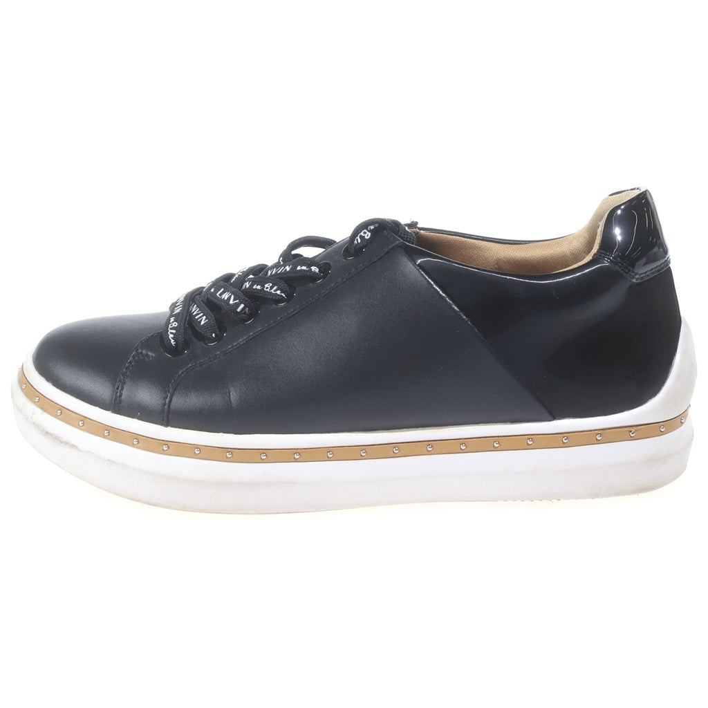 LANVIN(ランバン) レザーローカットスニーカー シューズ スタッズ パテント ブラック 2490 レディース