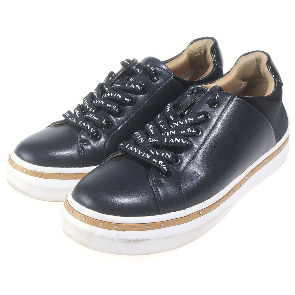 LANVIN(ランバン) レザーローカットスニーカー シューズ スタッズ パテント ブラック 2490 レディース