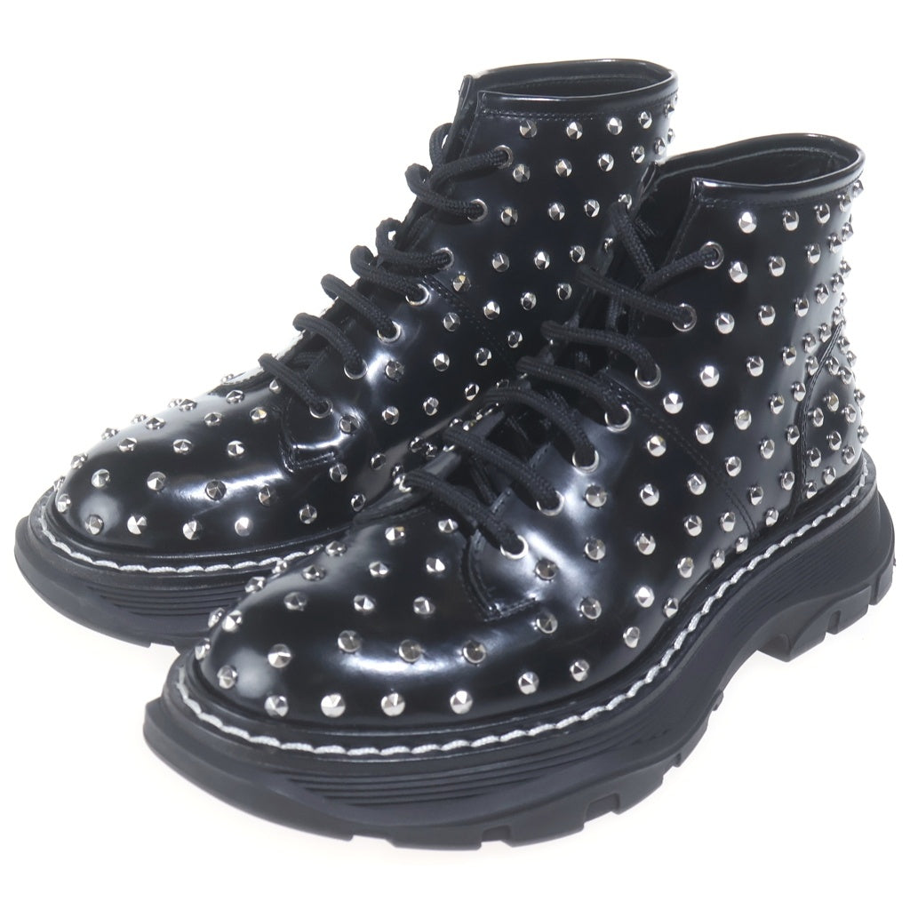 Alexander McQueen(アレキサンダーマックイーン) STUDS BIKER BOOTS スタッズ バイカーブーツ レザーアンクルブーツ シューズ ブラック 595470 レディース