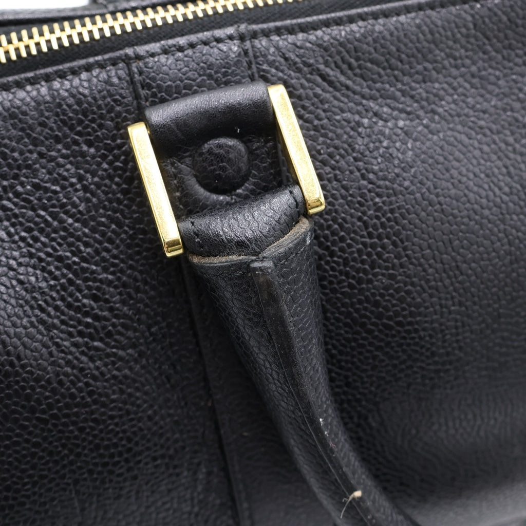 CHANEL(シャネル) ココマーク 2WAYハンドバッグ ボストンバッグ ブラック キャビアスキン ゴールド金具 レディース