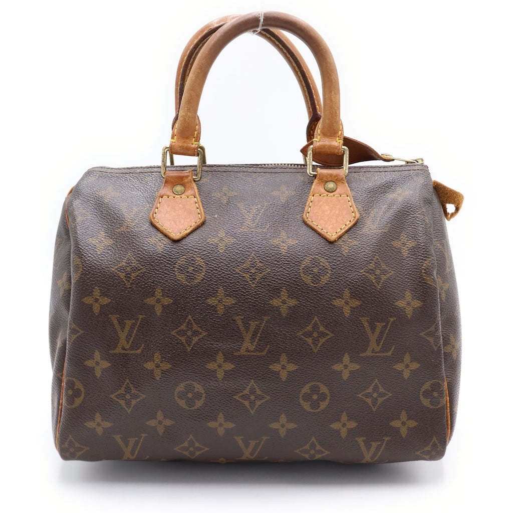 LOUIS VUITTON(ルイヴィトン) モノグラム スピーディ25 ハンドバッグ ボストンバッグ ブラウン レザー×PVC M41528 ゴールド金具 レディース