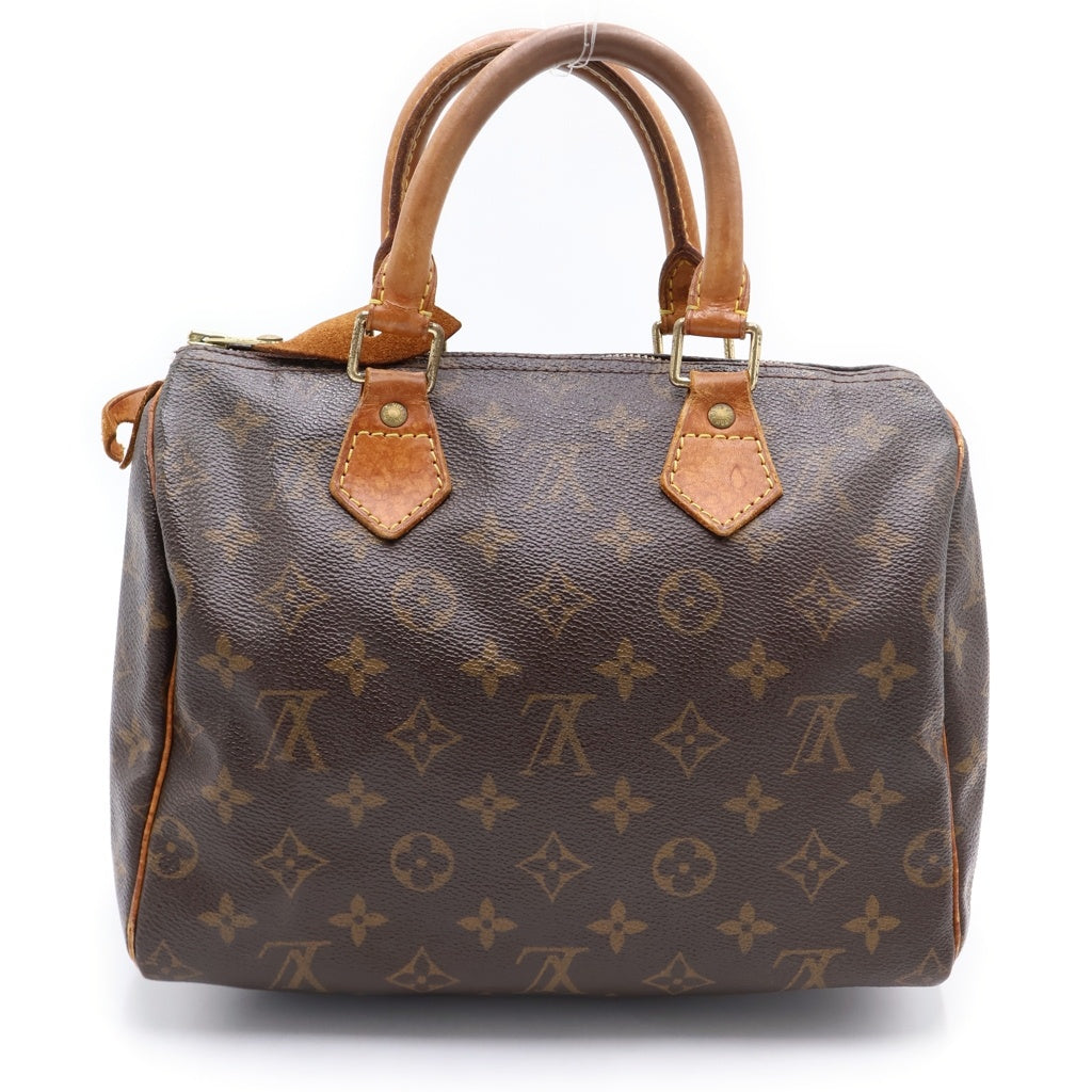 LOUIS VUITTON(ルイヴィトン) モノグラム スピーディ25 ハンドバッグ ボストンバッグ ブラウン レザー×PVC M41528 ゴールド金具 レディース