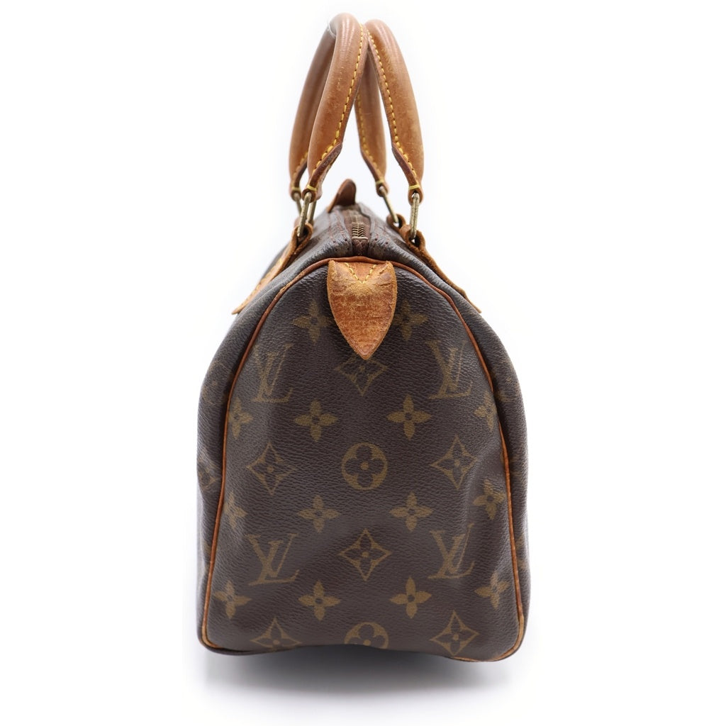 LOUIS VUITTON(ルイヴィトン) モノグラム スピーディ25 ハンドバッグ ボストンバッグ ブラウン レザー×PVC M41528 ゴールド金具 レディース