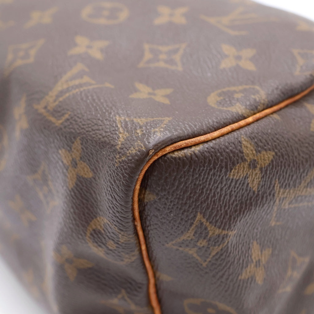 LOUIS VUITTON(ルイヴィトン) モノグラム スピーディ25 ハンドバッグ ボストンバッグ ブラウン レザー×PVC M41528 ゴールド金具 レディース